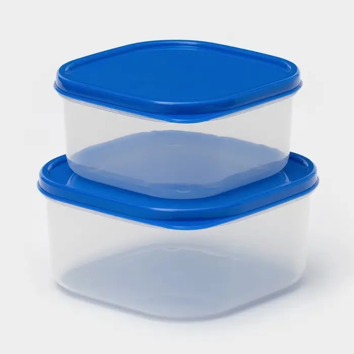 Набор контейнеров пищевых Доляна, квадратных, 2 шт: 450 мл, 700 мл, цвет голубой Набор контейнеров пищевых Доляна, квадратных, 2 шт: 450 мл, 700 мл, цвет голубой