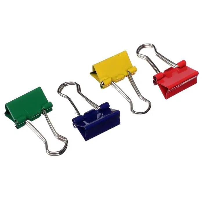 Зажимы для бумаг 15 мм, 12 штук, deVENTE, металлические, МИКС х 4 цвета, картонная коробка