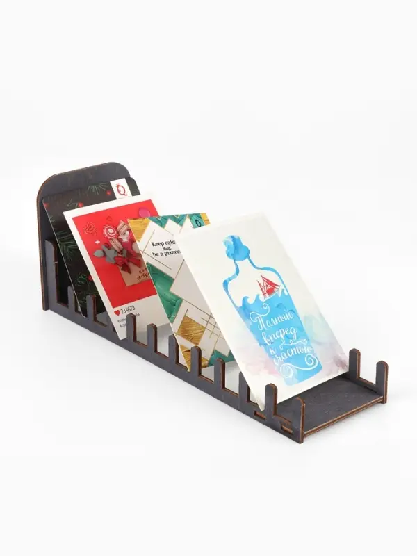 Подставка под открытки, 11 ячеек, 270&times;110&times;84, толщина 3 мм, тёмная