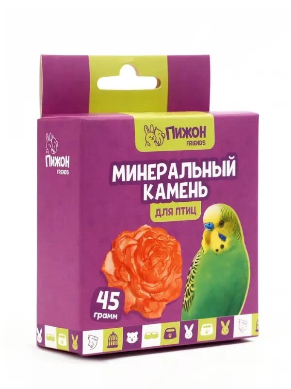 Минеральный камень &laquo;Пижон&raquo; для птиц, пион, 45 г