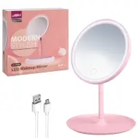 *Настольное зеркало для макияжа с подсветкой MIRRORLIGHT- А1 розовое (40шт/кор)