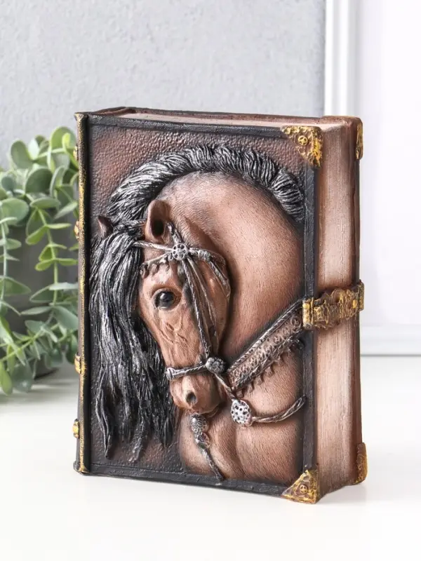 Фигурка (гипс) Книга Лошадь  Высота 21 см, ширина 7,5 см, длина 16,5 см, коричневый