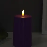Светодиодная свеча, ночник LED RISALUX &laquo;Уют&raquo;, 3&times;ААА, сиреневый, 7.5&times;7.5&times;12.5 см