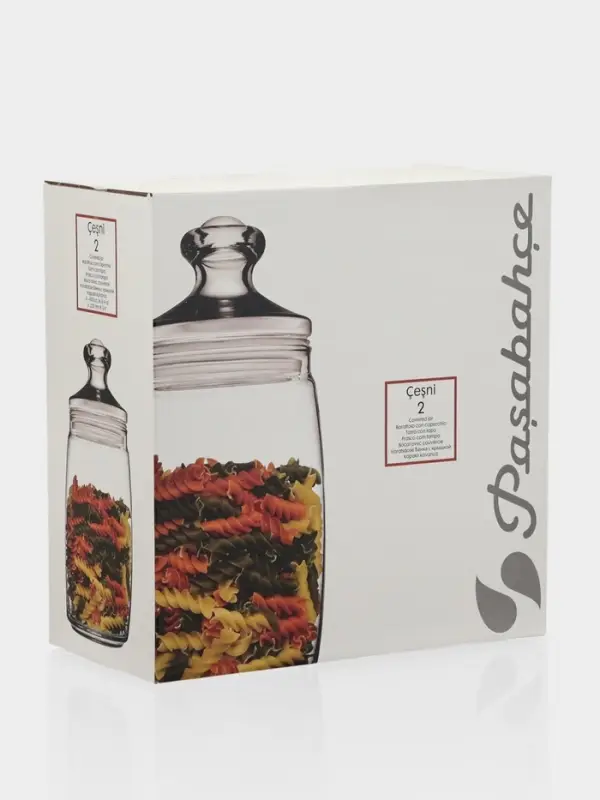 Банки для сыпучих продуктов Paşabah&ccedil;e Cesni, 1.1 л, набор 2 шт., стекло, прозрачные
