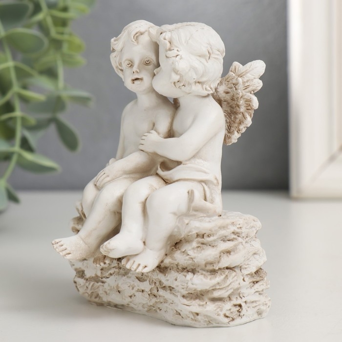 Сувенир полистоун "Ангелы на камешке" МИКС 10,5х7,5х8,5 см