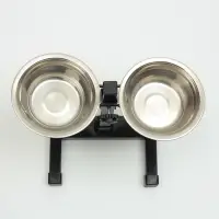 Подставка с мисками, 2&times;250 мл, высота 25 см, разборная, чёрная