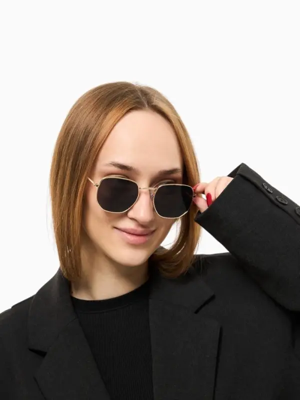 Очки солнцезащитные &laquo;OneSun. Круглые&raquo;, uv 400, линза 4.5&times;5.5 см, цвет золотой, чёрный