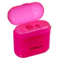 Точилка ErichKrause Case Duo Neon, 2 отверстия, с контейнером, МИКС