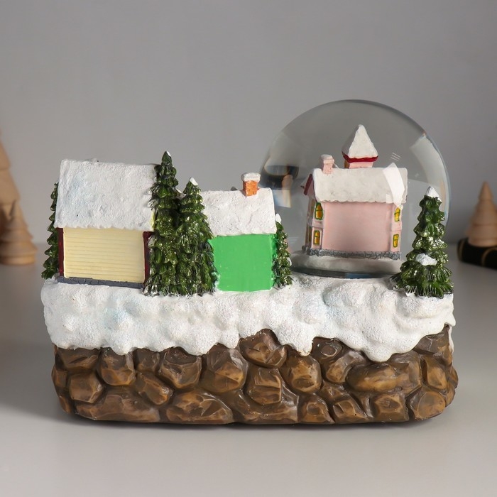 Сувенир полистоун водяной шар музыка, свет Сувенир полистоун водяной шар музыка, свет "Ёлка на катке" крутится d=10 см 22х15,5х15,5 см 103344