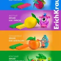 Пластилин 12 цветов, 216 г, ErichKrause "Jolly Friends Neon", со стеком, в картонной упаковке