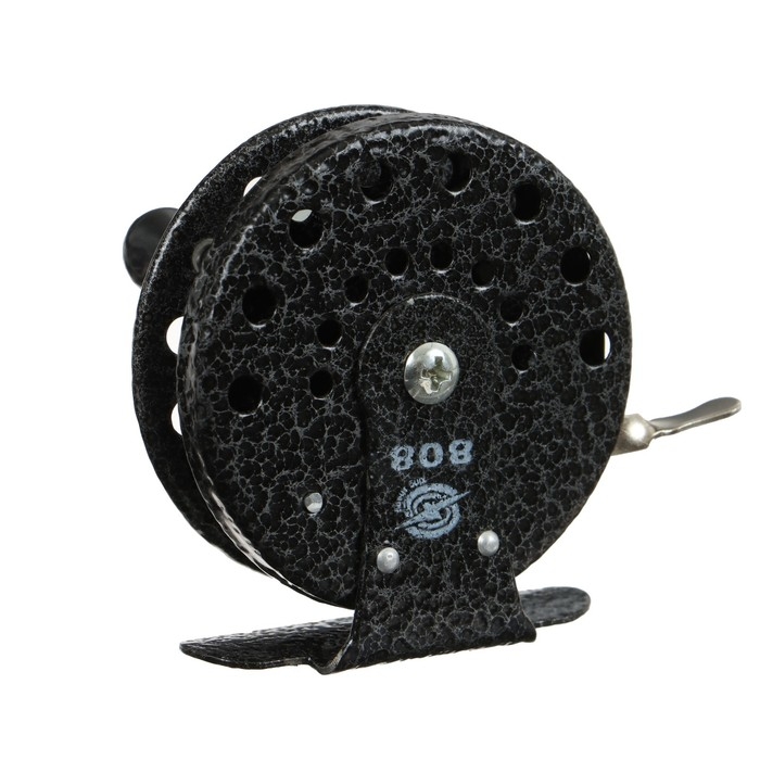 Катушка инерционная, металл, диаметр 6.5 см, цвет чёрный, 808 Катушка инерционная, металл, диаметр 6.5 см, цвет чёрный, 808