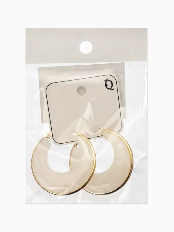 Серьги-кольца акрил Серьги-кольца акрил "Тренд", цвет молочный в золоте