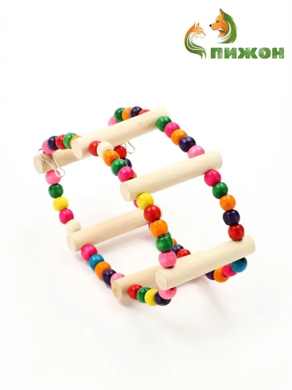 Игрушка для птиц &laquo;Качели с бусинами&raquo;, 20 см, 6 ступеней, цвет МИКС