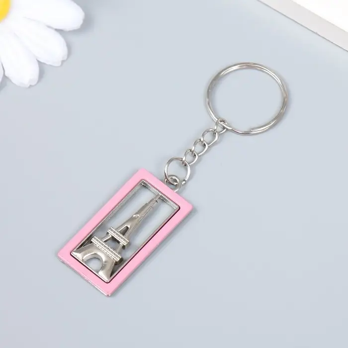 Брелок металл "Эйфелева башня в цветной рамке" МИКС 3,5х2 см