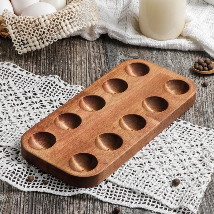 Подставка для яиц Adelica, 10 отделений, 12×25×1,8 см, массив берёзы Подставка для яиц Adelica, 10 отделений, 12×25×1,8 см, массив берёзы