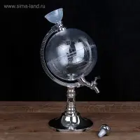 Башня пивная с воронкой &laquo;Земной шар&raquo;, 1.9 л, пластик, серебристая