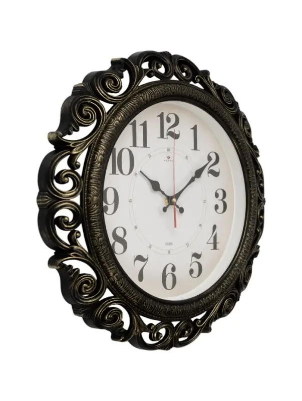 Часы настенные интерьерные &laquo;Хостон&raquo;, бесшумные, плавный ход, d=40.5 см, циферблат d=26 см, чёрный, золотистый