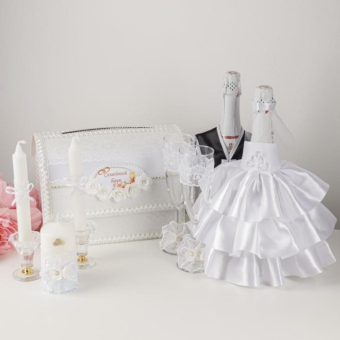 Комплект на стол молодожёнов Комплект на стол молодожёнов "Гармония", белый