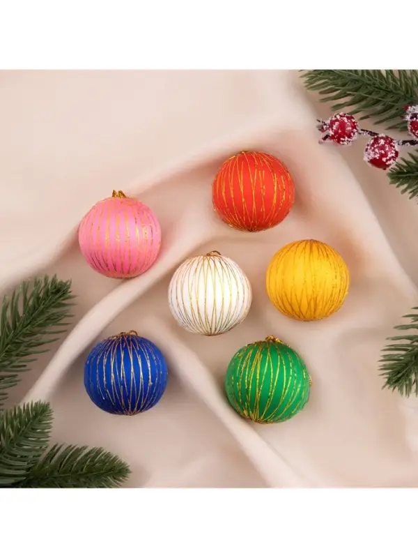Ёлочные игрушки &laquo;Золотая нить&raquo;, шары новогодние, d=4 см, набор 6 шт., МИКС