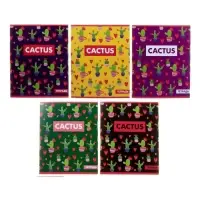 Тетрадь 36 листов в клетку Calligrata &laquo;Кактус&raquo;, обложка мелованный картон, МИКС