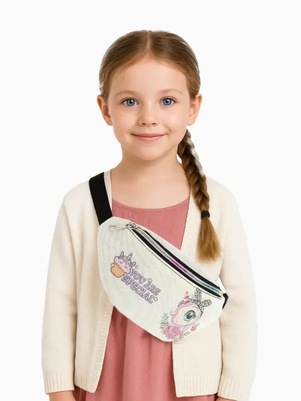 Сумка поясная детская на молнии &laquo;Выбражулька&raquo;, молочная
