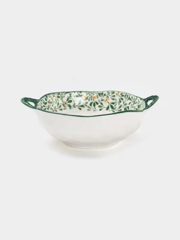 Бульонница с ручками «Гармония лепестков», 22.5×18×7 см, фарфор, белая, зелёная Бульонница с ручками «Гармония лепестков», 22.5×18×7 см, фарфор, белая, зелёная