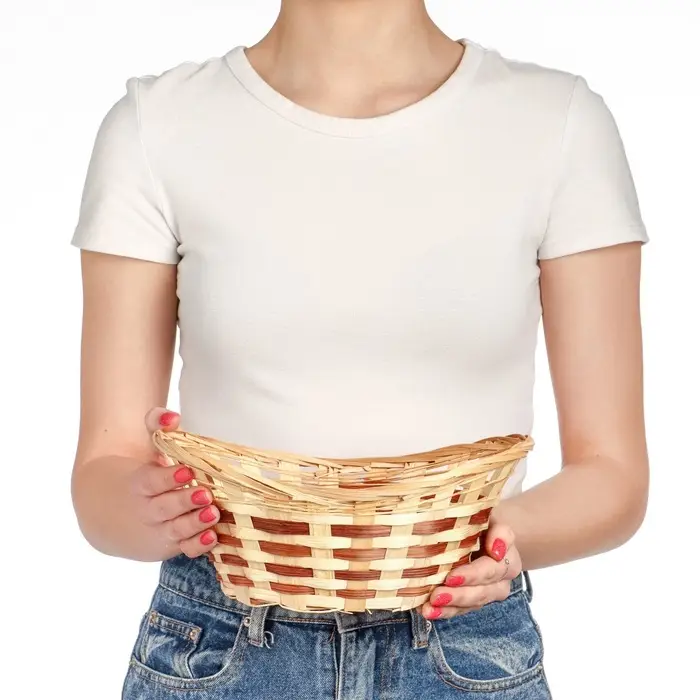 Корзина плетёная для хранения &laquo;Ладья&raquo;, 24&times;17&times;8 см, бамбук, с ручкой, бежевая