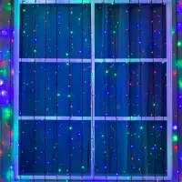 Гирлянда &laquo;Занавес&raquo; 2&times;6 м, IP44, УМС, тёмная нить, 1440 LED, свечение мульти, 220 В