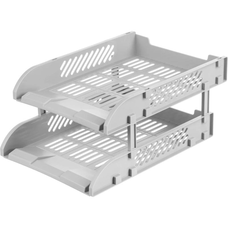 Лоток горизонтальный для бумаг Deli E9212, 2шт/наб, 325x241x155мм,пласт,сер