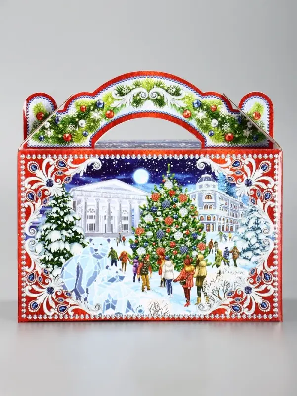 Подарочная новогодняя коробка &laquo;На Катке&raquo; 20&times;12&times;19 см