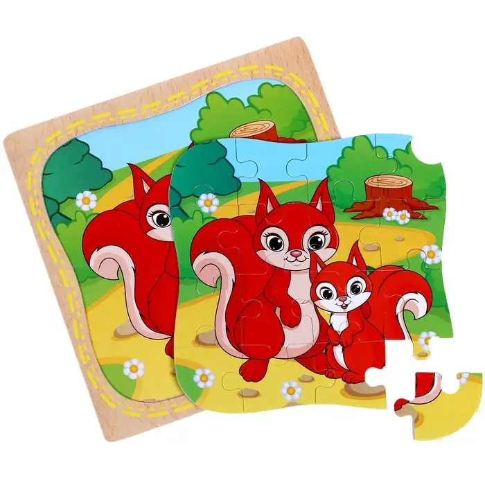 Пазлы «Бельчонок и мама», в рамке, 16 элементов, 15×15 см Пазлы «Бельчонок и мама», в рамке, 16 элементов, 15×15 см