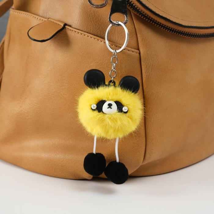 Пушистик на кольце Пушистик на кольце "Панда модник" жёлтый 9х6х6 см