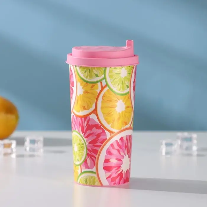 Стакан с крышкой пластиковый «Цитрус», 470 мл Стакан с крышкой пластиковый «Цитрус», 470 мл