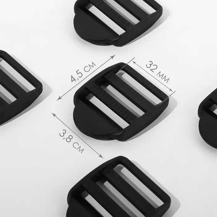 Пряжка регулирующая, трёхщелевая, вн. ширина=32 мм, s=3 мм, 10 шт., чёрная Пряжка регулирующая, трёхщелевая, вн. ширина=32 мм, s=3 мм, 10 шт., чёрная