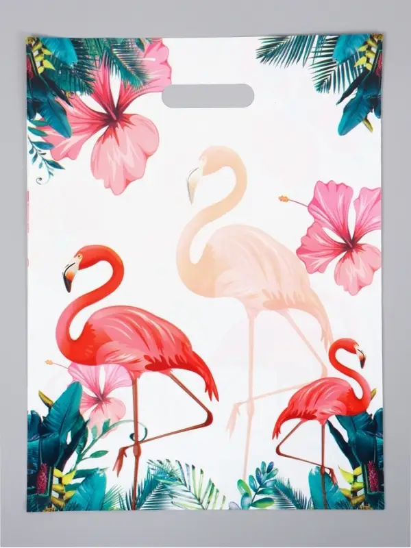 Пакет полиэтиленовый с вырубной ручкой "Фламинго" 30 х 40 см 60 мкм