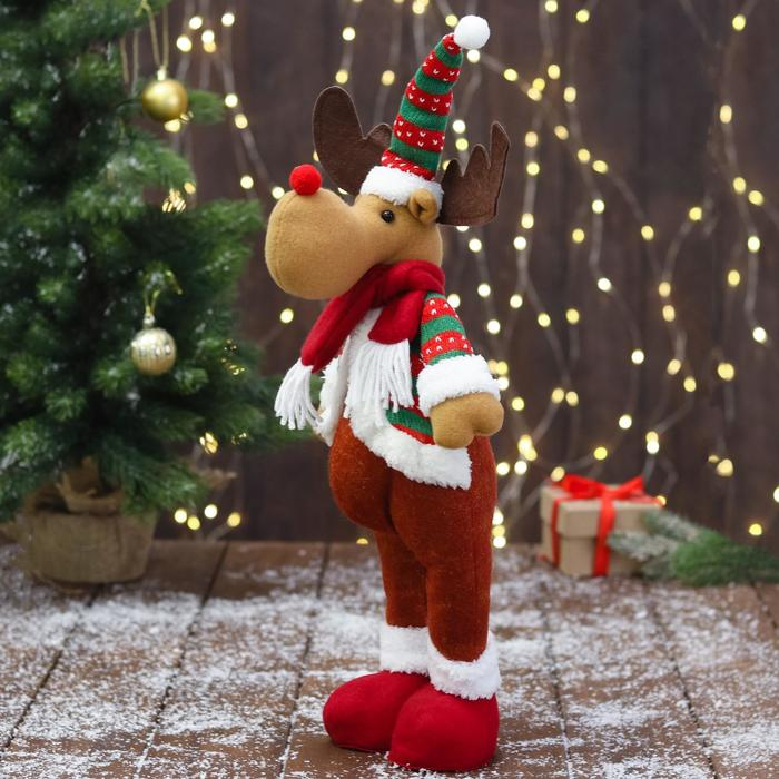 Мягкая игрушка Мягкая игрушка "Олень - пузанчик" стоит, 10х49 см, красно-зелёный