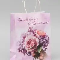 Пакет подарочный крафтовый &laquo;Лучшей во вселенной&raquo;, 25&times;22&times;11 см