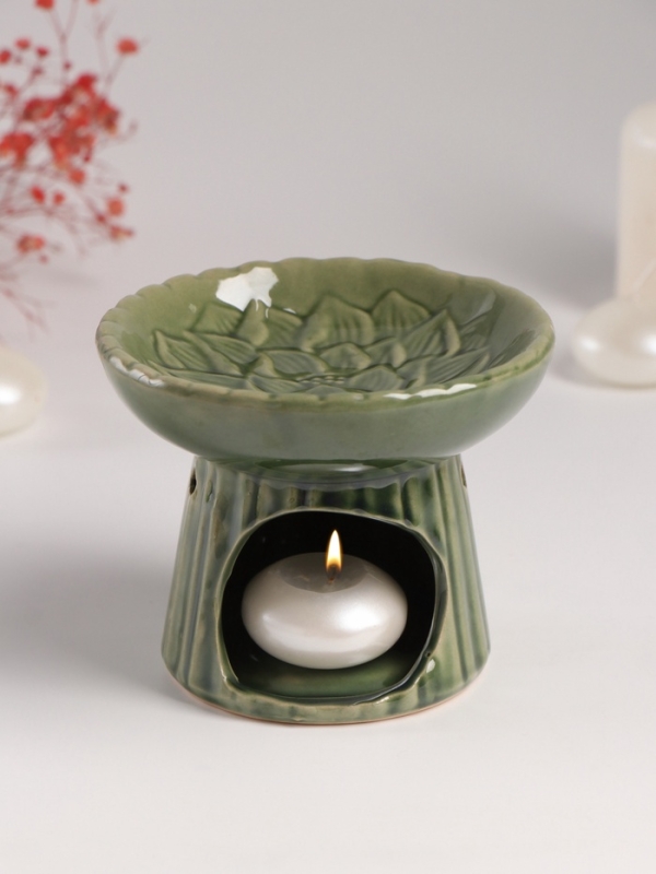 Аромалампа керамика Аромалампа керамика "Лотос" тёмно-зеленая 11,4х11,4х9 см