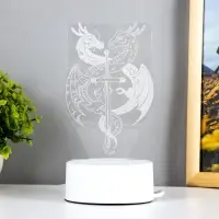 Светильник 3D RISALUX &laquo;Два дракона&raquo;, LED-ночник, белый, 10&times;9.5&times;16 см