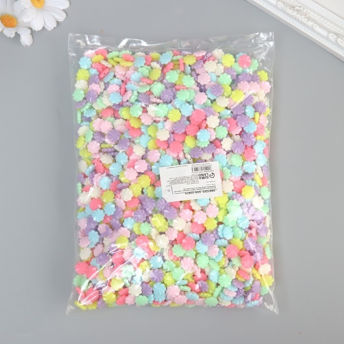 Бусины для творчества пластик "Цветок-ветерок" цветной перламутр набор 500 гр 1,2х1,2х0,4 см   98872