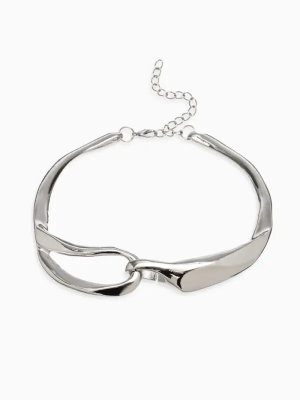 Колье "Стиль", цвет серебро d=12см