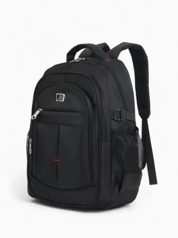 Рюкзак школьный на молнии, с карманами, однотонный, 31&times;14&times;46 см, чёрный