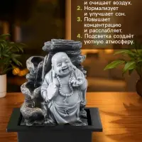Фонтан настольный с подсветкой &laquo;Серый хотей с опахалом&raquo;, от сети, 21&times;17.5&times;25 см