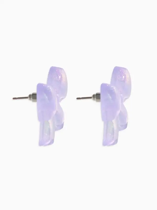 Серьги пластик "Бантик" перламутровый, цвет фиолетовый