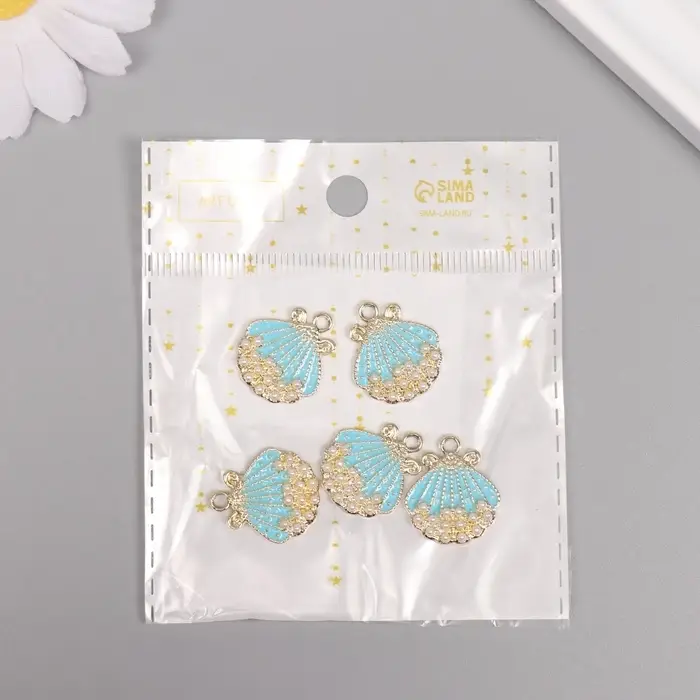 Декор для творчества металл, стразы Декор для творчества металл, стразы "Ракушка" золото 2,1х1,8х0,3 см