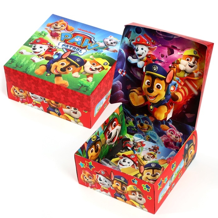 Подарочная коробка складная с 3Д, Щенячий патруль, 15х15х7 см Подарочная коробка складная с 3Д, Щенячий патруль, 15х15х7 см