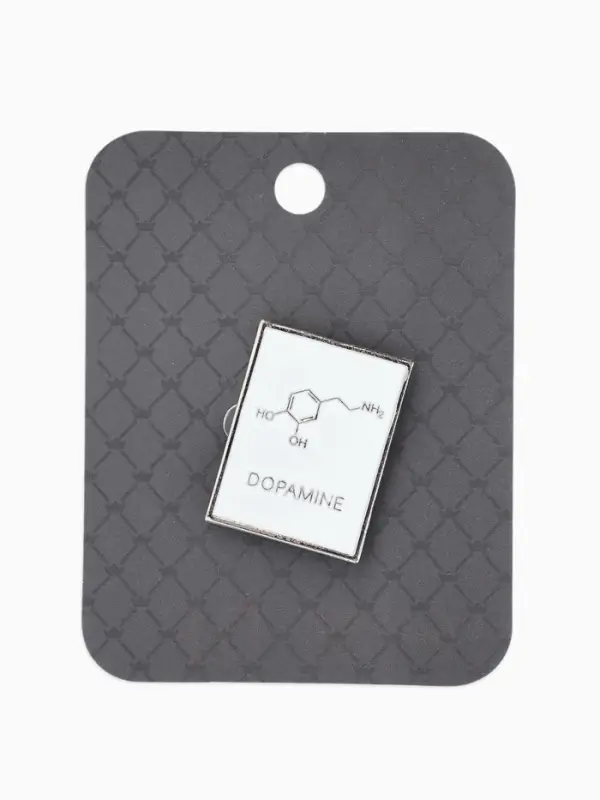 Значок &laquo;Молекулы&raquo;, дофамин, белый в серебре