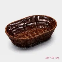Корзинка хранения для фруктов и хлеба &laquo;Огайо&raquo; 28&times;21&times;7.5 см, пластик, плетёная, овальная, коричневая
