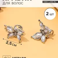 Крабики для волос QF &laquo;Бабочки нежность&raquo;, набор 2 шт., 2.5 см, серебристый