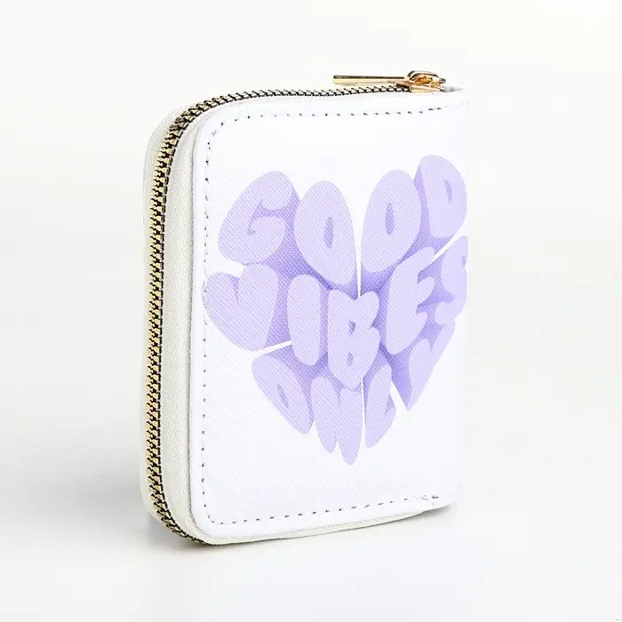 Кошелёк маленький Good vibes на молнии, белый